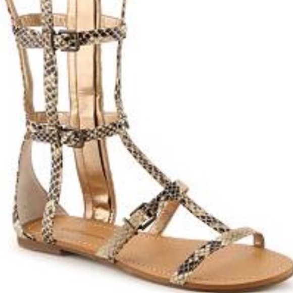 BCBG Gladiator Sandals, python snakeskin pattern - Picture 2 of 14